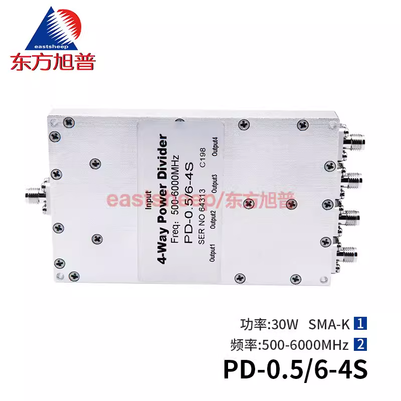東方旭普 SMA微帶一分四功分器 500-6000MHz 寬頻 0.5-6G SMA母頭 PD-0.5/6-4S