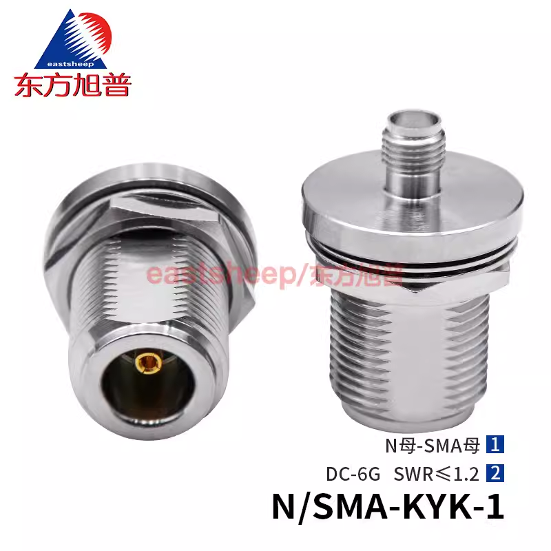 東方旭普 射頻轉接器N/SMA-KYK-1至N/SMA-KYK-4 N母轉SMA母 帶防水圈機箱固定6G